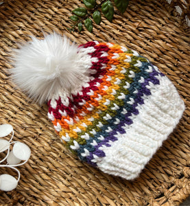 Rainbow Knit Hat 02 / 6 sizes / MTO